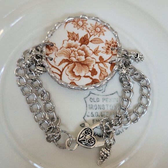 Royal Staffordshire Old Pekin Broken China Soldered Double Chain Bracelet - Picture 1 of 5